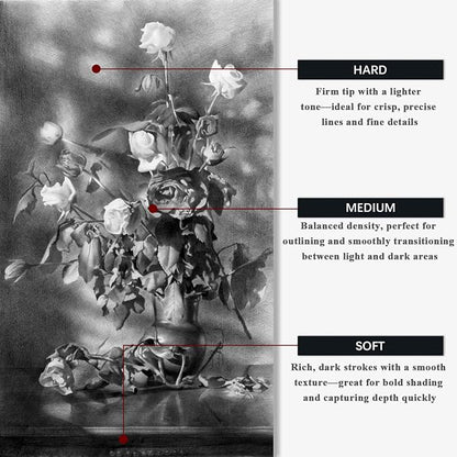 Compressed Charcoal Sticks Set of 12 – Soft, Hard Charcoal - Image 5