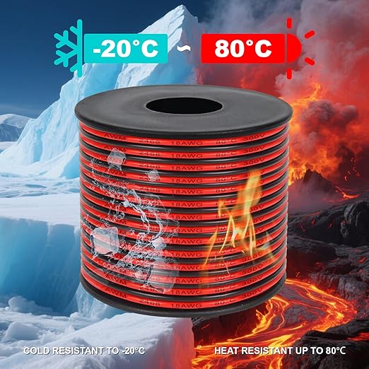 18 Gauge 2 Conductor PVC Tinned Copper Electrical Wires, 32.8FT/10M Red and - Image 5