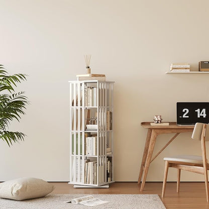 YOWOS Rotating Bookshelf Tower, 360 Display Spinning Bookcase, Bamboo Bookshelf - Image 4