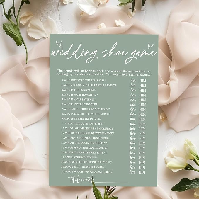 Bridal Shower Games Cards, Wedding Shoe Game, Bridal Shower Games 25 Guests - Image 3