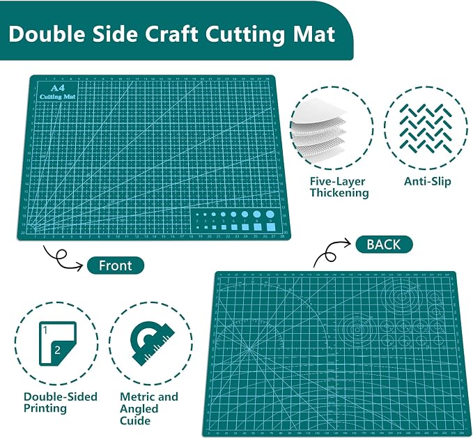 Cutting Mat 9"x12" Self Healing Cutting Mat Size Double Sided 5-Ply Rotary - Image 2