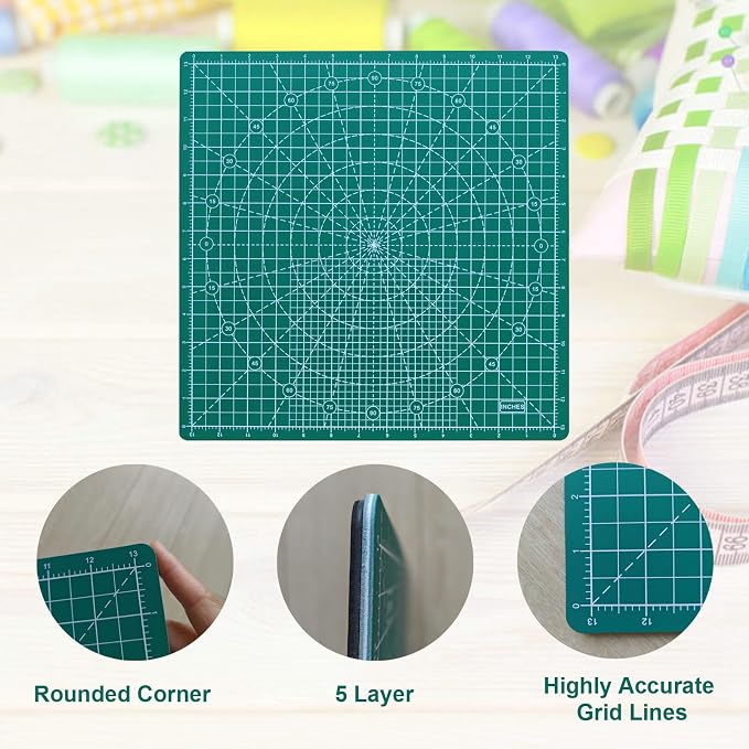 Rotating Cutting Mat 13"x13" Grid, Self Healing Cutting Mat - Image 6