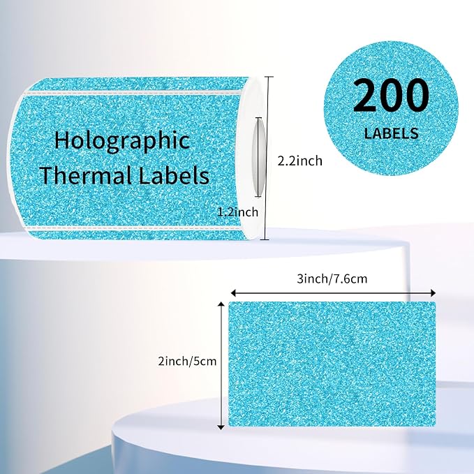 3x2 Inch Holographic Thermal Labels Stickers, Glitter Waterproof Direct Thermal - Image 4