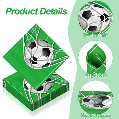 Aodaer 48 Pieces Soccer Paper Napkins Disposable Football Party Napkins Sports - Image 3
