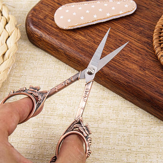 Small Craft Scissors with Cover, Comfortable Handles With Beautiful Butterfly - Image 5