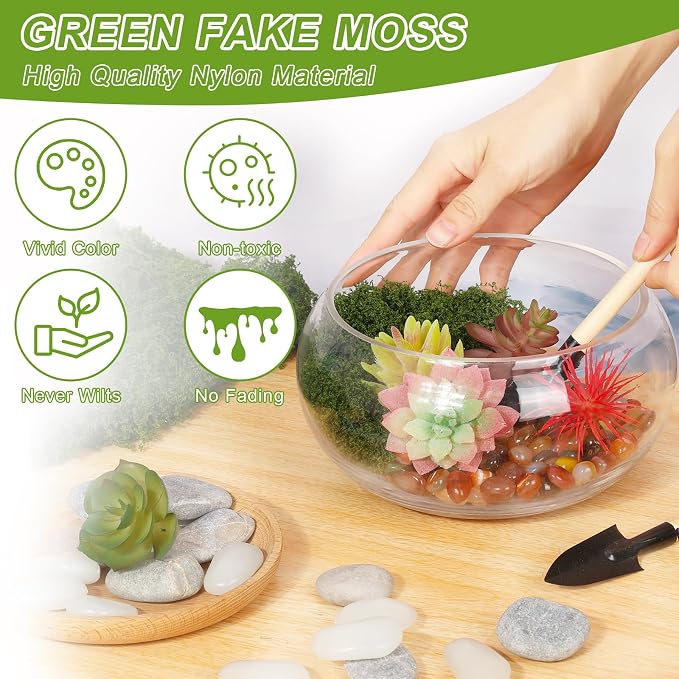 Jollidecor Fake Moss for Crafts, 14.1 OZ Artificial Moss for Plants Indoor - Image 2
