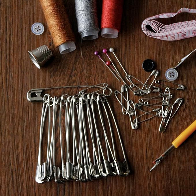 vrupin 50PCS Safety Pins, 3Inch/76mm Safety Pins Metal Nickel Plated Steel - Image 7