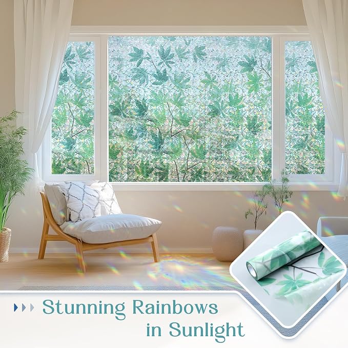Haton Window Privacy Film, Decorative Stained Glass Window Clings, 3D UV Sun - Image 2