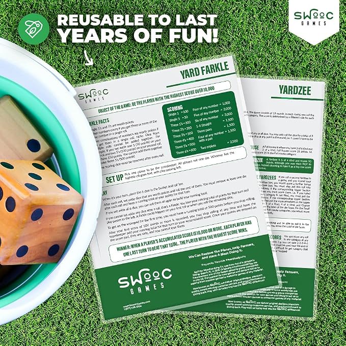 SWOOC Games® - 5 Big Premium Laminated Yardzee & Farkle Score Cards - Large - Image 6