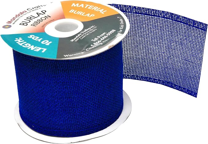 Mandala Crafts Royal Blue Burlap Ribbon 3 Inches Wide Jute Ribbons - Image 4