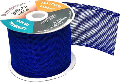 Mandala Crafts Royal Blue Burlap Ribbon 3 Inches Wide Jute Ribbons - Image 4