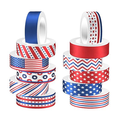 Adirasenotek Washi Tape 12 Rolls Patriotic Packing Tape American Flag by AdirasenotekOfficialFlagship