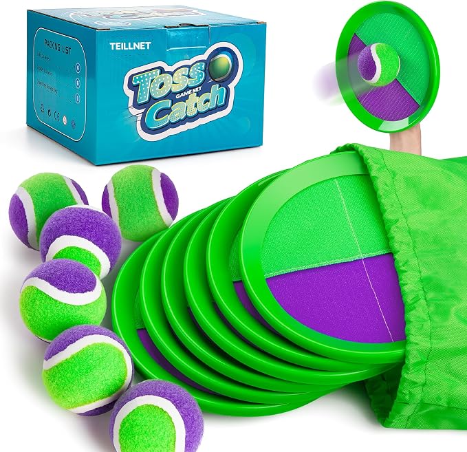Toss and Catch Ball Set Upgraded 6 Pack- Kids Toys Outdoor Games by TEILLNET