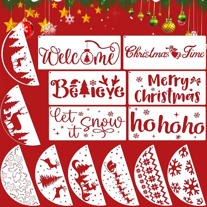14Pcs Larger Christmas Stencils by Unknown