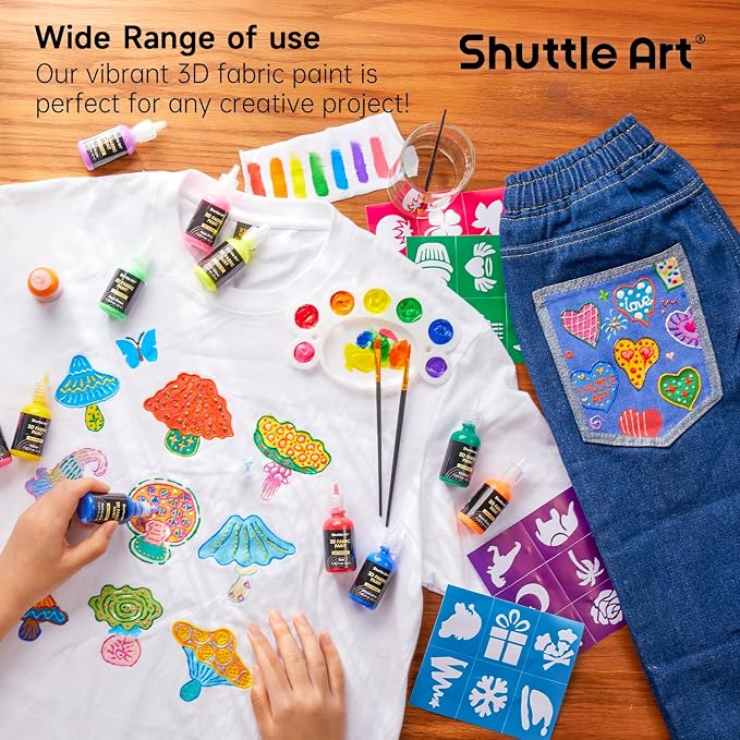 Shuttle Art Fabric Paint, 24 Colors 3D Permanent Paint - Image 4