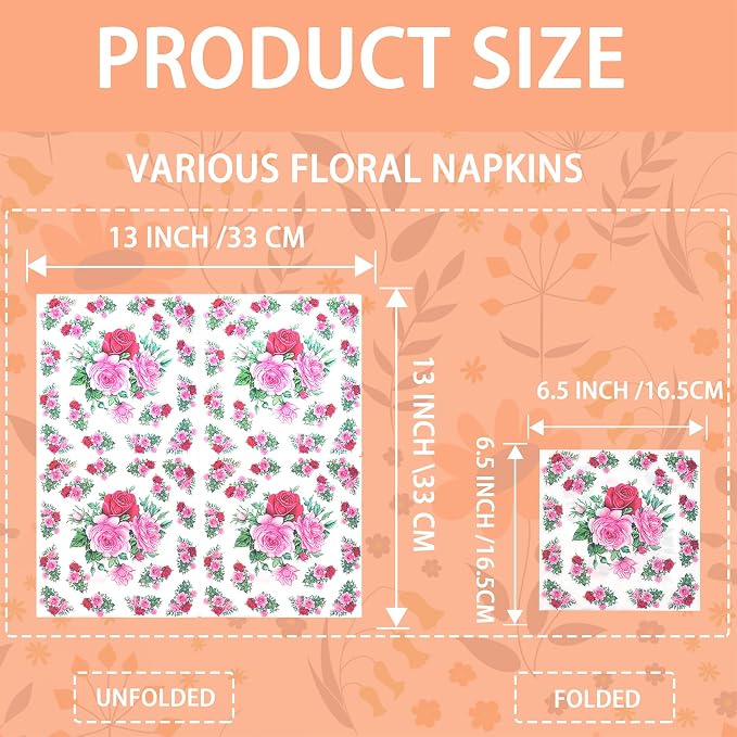 Decoupage Napkins Assorted Floral 27 Pack 9 Styles - Image 2