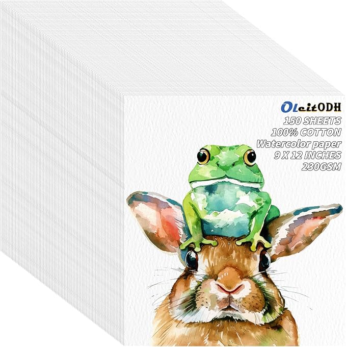 150 Sheets Cotton Watercolor Paper Pad-230GSM Art Paper-9 x 12 inch Painting & - Image 9
