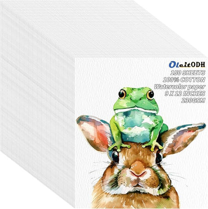 150 Sheets Cotton Watercolor Paper Pad-230GSM Art Paper-9 x 12 inch Painting & - Image 9