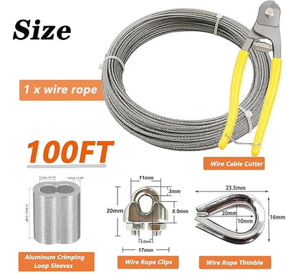 1/8 Inch Stainless Steel Wire Rope Kit, 7x7 Strands, 100 ft Length, - Image 4