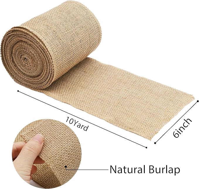 LaRibbons 6 Inch Burlap Wide Fabric Craft Ribbon，10 Yard, Natural Brown Ribbon - Image 3