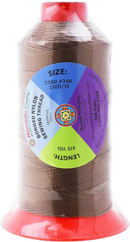 Mandala Crafts Bonded Nylon Thread Brown Heavy Duty Sewing Threads - Image 3