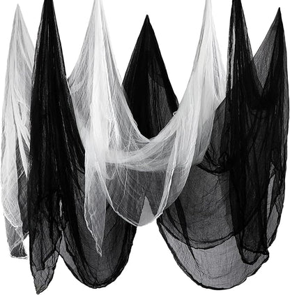Boao Halloween Cheese cloth 39.37 x 196.85 Inch White Black Cheesecloth Roll by Boao