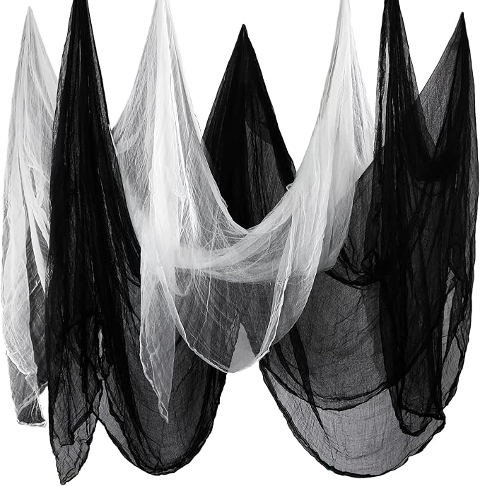 Boao Halloween Cheese cloth 27.56 x 295.28 Inch White Black Cheesecloth Roll by Boao