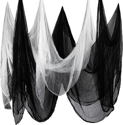 Boao Halloween Cheese cloth 27.56 x 295.28 Inch White Black Cheesecloth Roll by Boao
