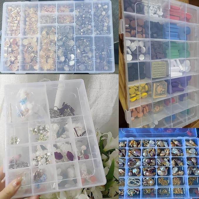 Xiaoyztan Clear Plastic Organizer, 18 Fixed Grids, Jewelry Box Bead Storage - Image 7