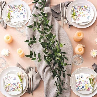 Fulmoon 200 Pieces Summer Floral Cocktail Napkins Disposable Wildflower Dessert - Image 5