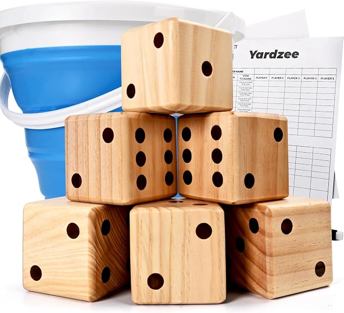 ropoda 3.5" Giant Wooden Yard Dice Set by ROPODA