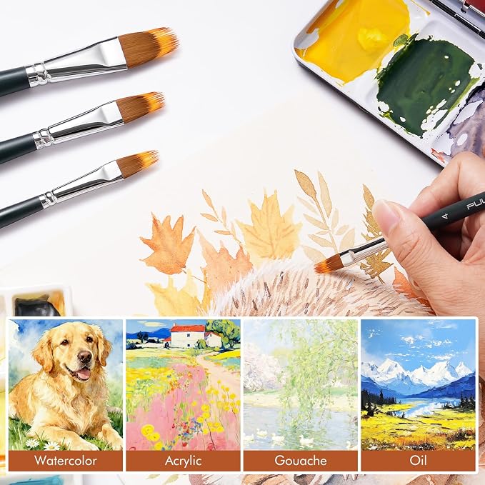 5pcs Dual-Layer Grainer Brush Set- Fuumuui Professional Synthetic Filbert Comb - Image 8