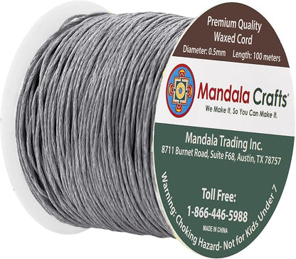 Mandala Crafts 0.5mm 109 Yards Traffic Gray Cotton Waxed Cord - Image 2