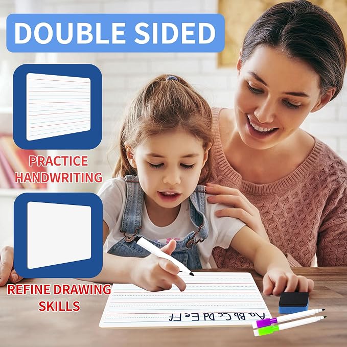 2pack 9x12 inches Dry Erase Board Lapboard Reusable Lined Erasable Ruled - Image 3