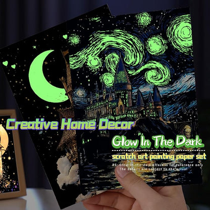 Scratch Paper Art for Adult-Glow in The Dark Scratch Painting Craft Kit|DIY - Image 6