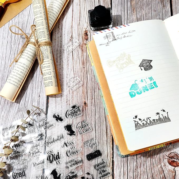 Whaline 4 Sheet Graduation Words Clear Stamps Congrats Grad Cap Silicone - Image 5