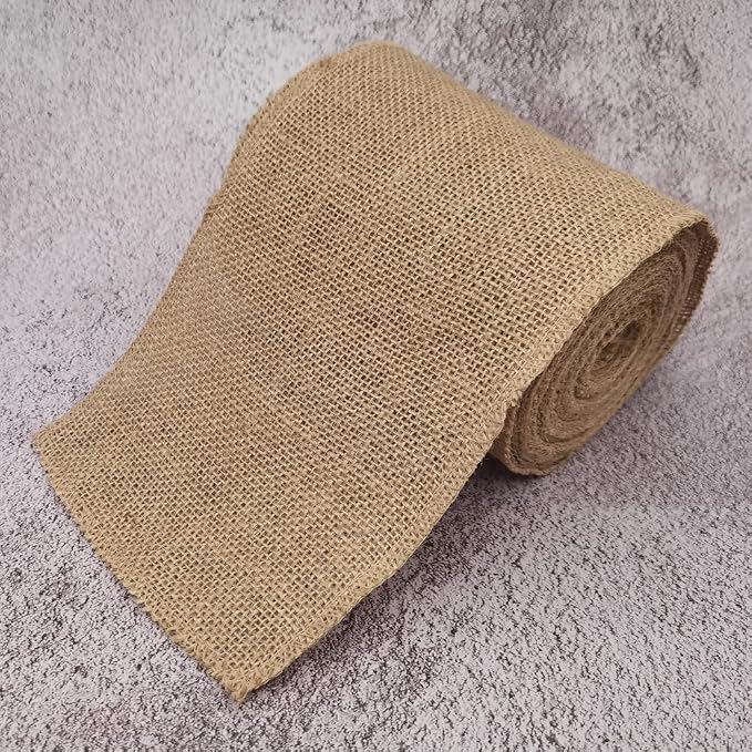 INSPIRELLE 6" Natural Burlap Fabric Roll 10 Yards Jute Ribbon - Image 2