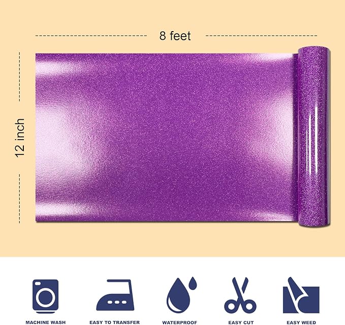 Dark Purple Glitter HTV Heat Transfer Vinyl, - Image 2