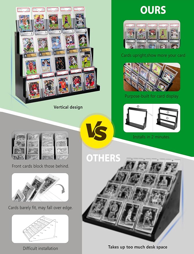 4-Tier Card Display Stand, Wooden Trading Card Display Case - Image 4