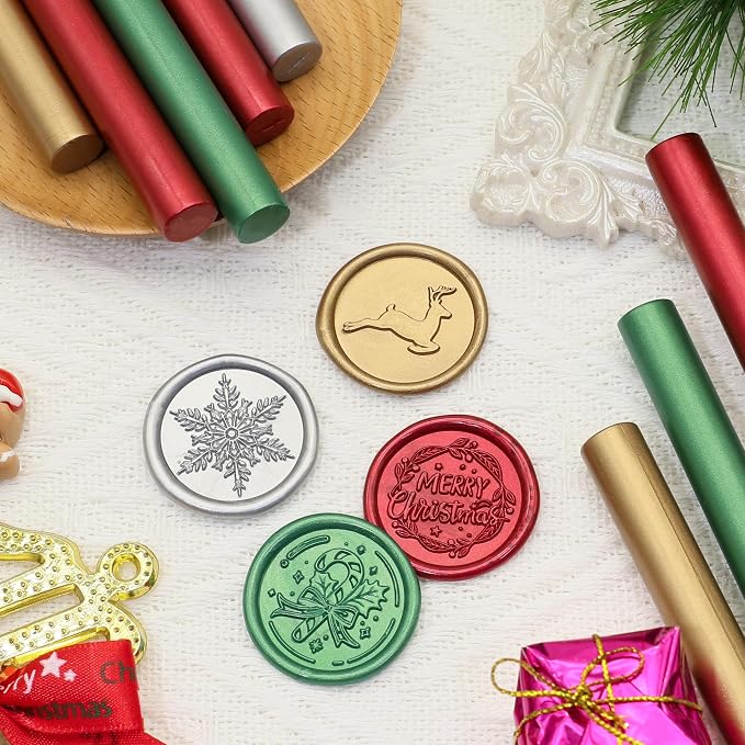 SWANGSA 20 Pieces Glue Gun Sealing Wax Sticks Metallic Red Green Antique Gold - Image 3