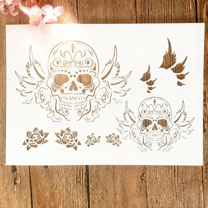 TIAMECH A4 Reusable Flying Skull Wings Stencil by TIAMECH