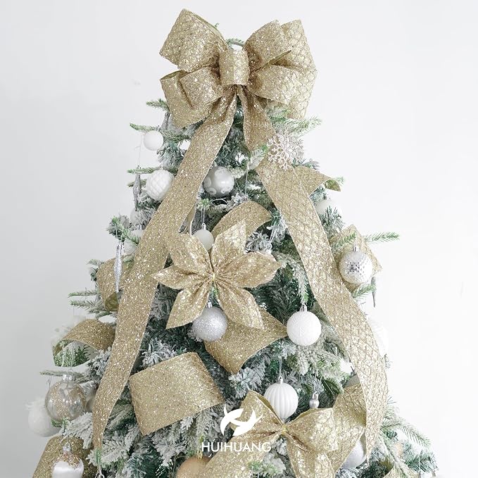 HUIHUANG Champagne Glitter Wired Ribbon - Image 5