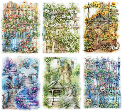 90Pcs Manor Fence PET Stickers, Vintage Garden and Floral Stickers by MiyouLuna