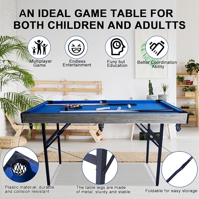 54" 5in1 Multi-fuction Games Table, Folding Multi Game Combination Table Set - Image 5