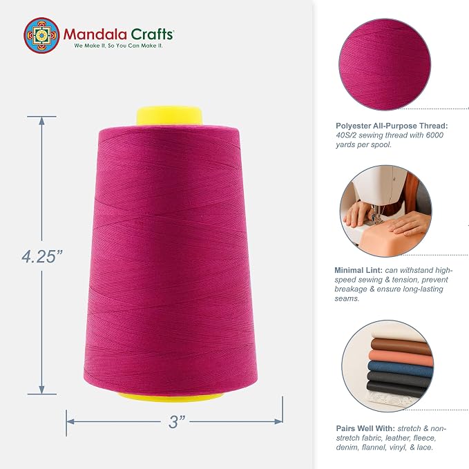 Mandala Crafts 4 Pack of Serger Threads Cones Spools - Image 3