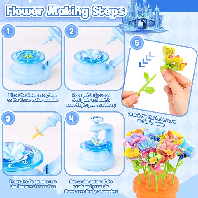 cosone Arts and Crafts Kits for Kids Age 3-12, Fabric Flower Bouquets Toys - Image 5