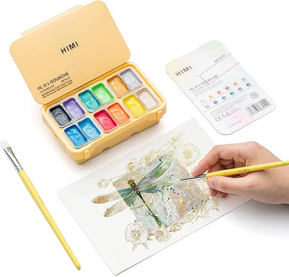 HIMI Metallic Jelly Gouache Paint Set, 12 Colors 12g, Jelly Cup Design - Image 5