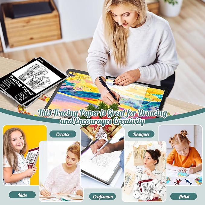 Tracing Paper 9"x12", 100 Sheets Transparent Vellum Paper - Image 6