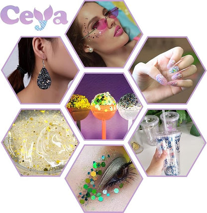 Ceya Holographic Chunky Glitter, 4.9oz/ 140g Light Purple Craft Glitter Powder - Image 7