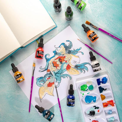 Mont Marte Acrylic Ink Premium 12pc x 20ml, Acrylic Inks - Image 5